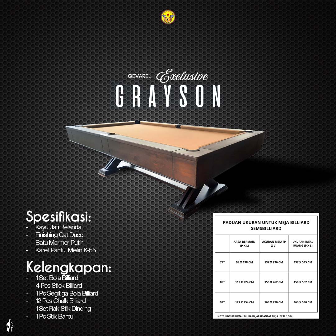 Meja Billiard Gevarel Exclusive Grayson - Gambar 2