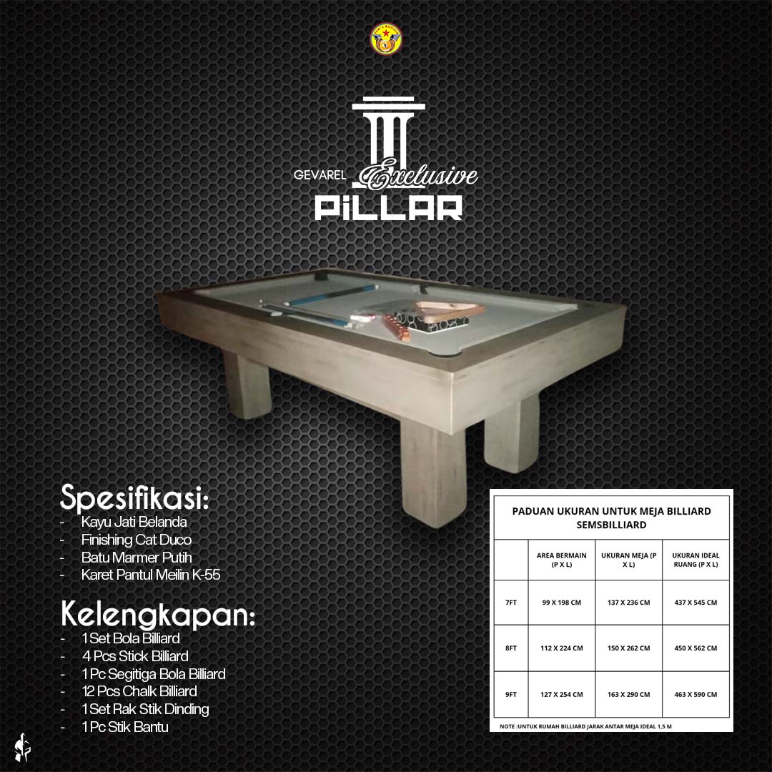 Meja Billiard Gevarel Exclusive Pillar - Gambar 2