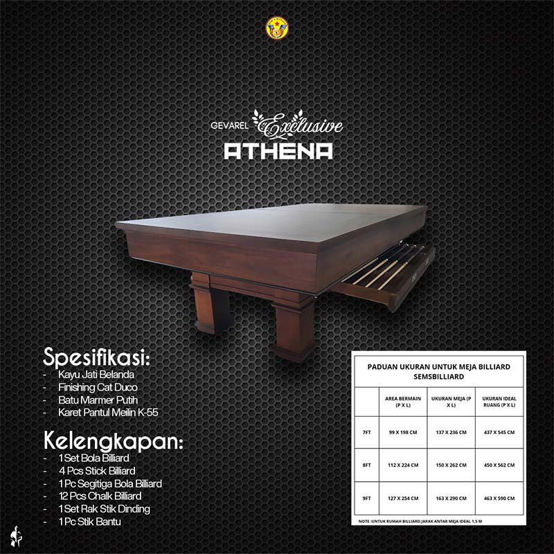 Meja Billiard Gevarel Exclusive Athena - Gambar 2